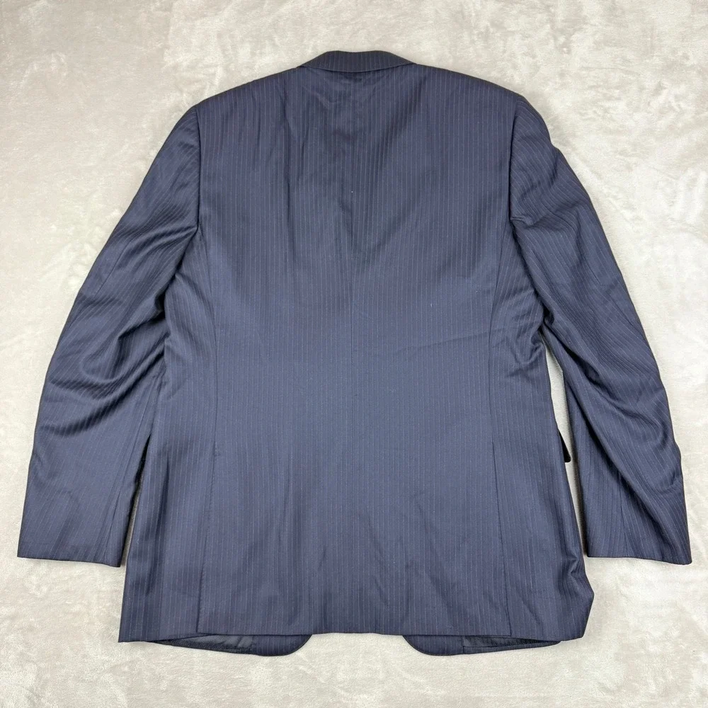 Canali 1934 Exclusive Blazer Mens 56L (46L US) Navy Pinstripe Wool Silk Italy